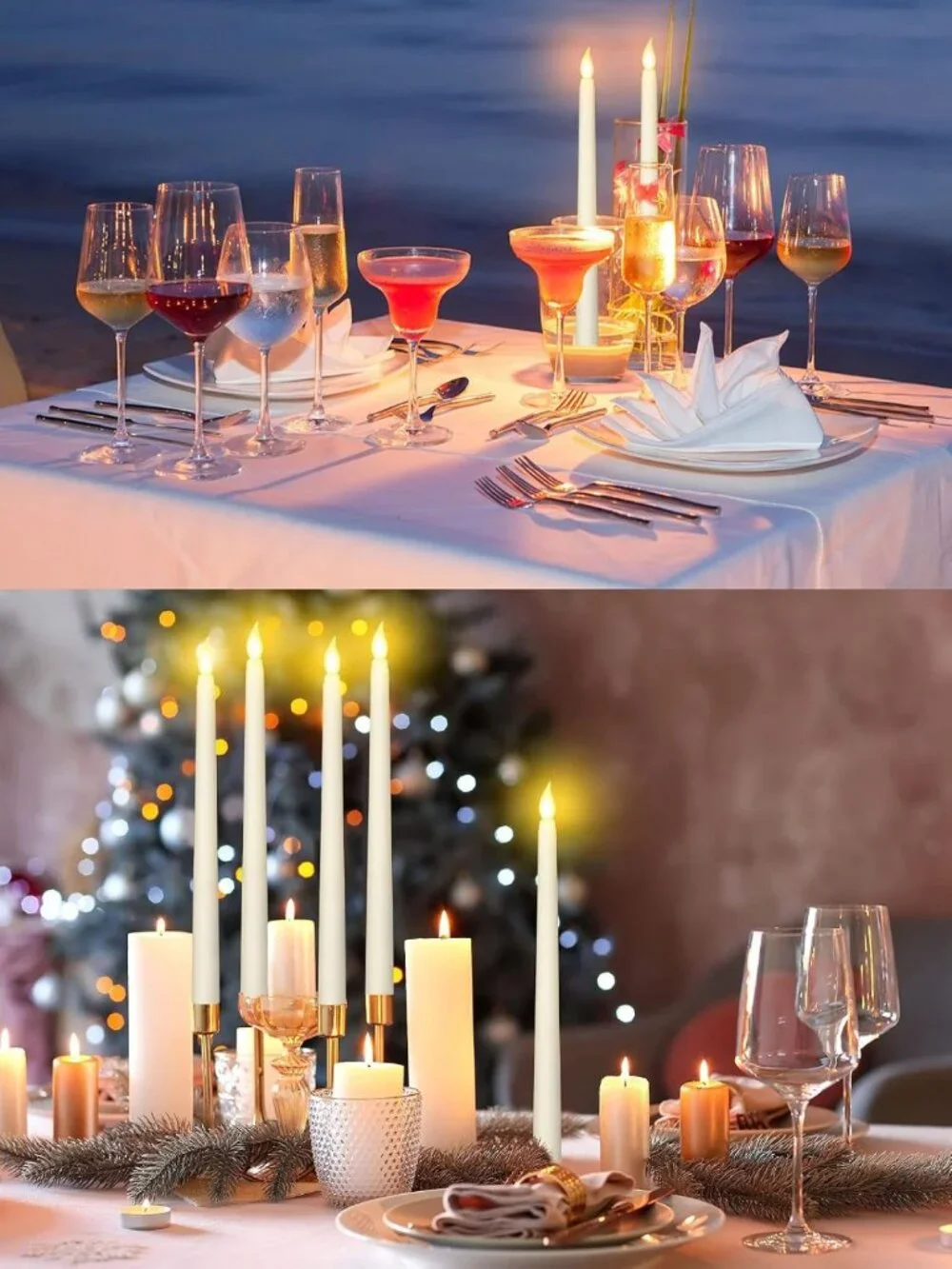 72 Pcs Ivory Flameless LED Taper Candles - 11 Inch Classic Bulk Set